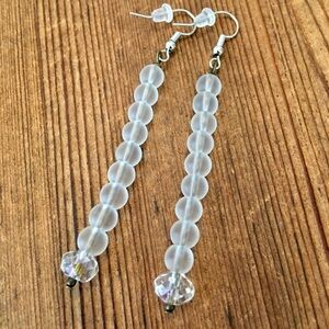 *5 For $20***Long Dangle Frosted Beaded Ladies Earrings,  Handmade Earrings